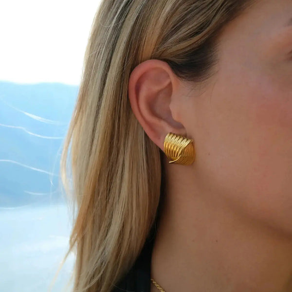 Lovcia Texture Stainless Steel Stud Earrings-Earrings-Gold-One Size-Gold
