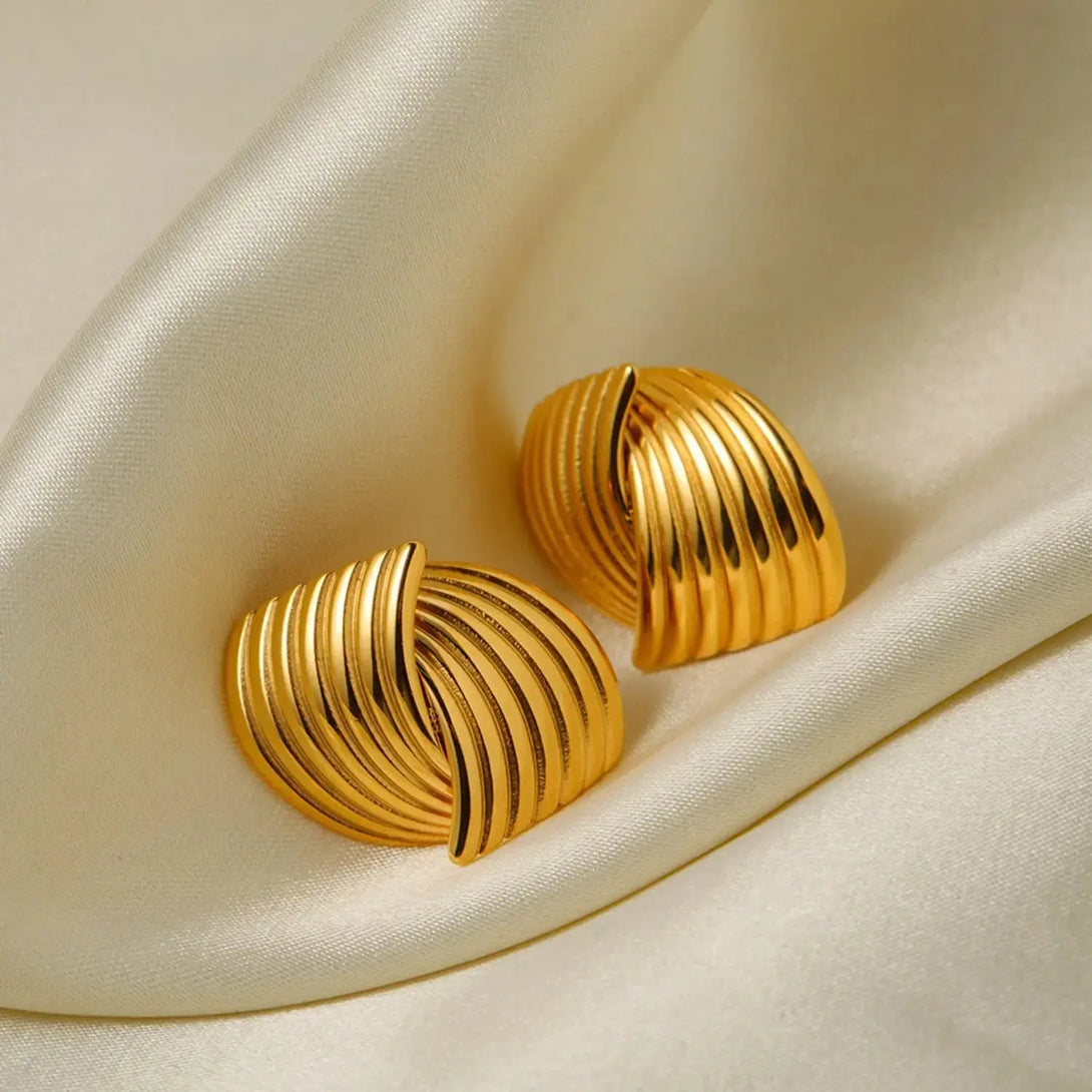 Lovcia Texture Stainless Steel Stud Earrings-Earrings-Gold-One Size-Gold