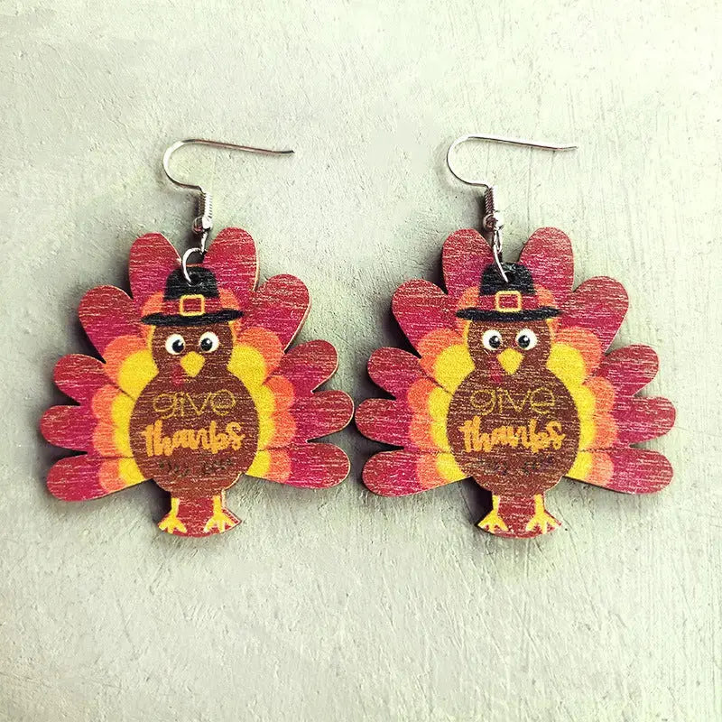 Lovcia Thanksgiving Turkey Drop Earrings-Earrings-Style A-One Size-Style A