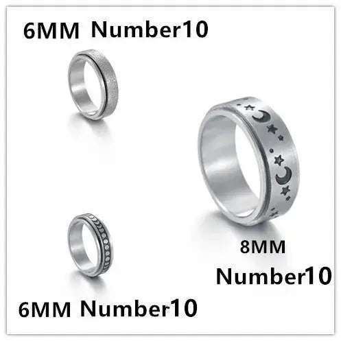 Lovcia The Stars And The Moon Can Rotate Titanium Steel Ring-Rings-3PCS Set-Number10-3PCS Set