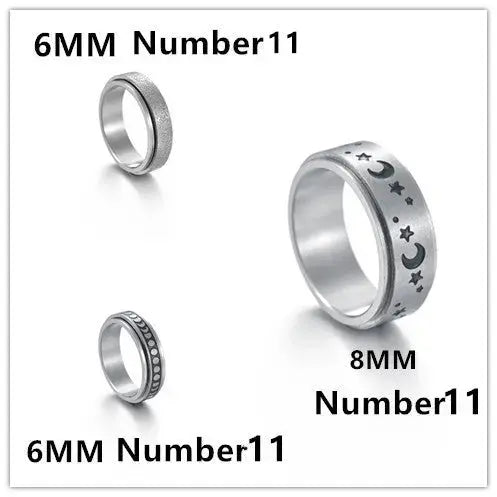 Lovcia The Stars And The Moon Can Rotate Titanium Steel Ring-Rings-3PCS Set-Number11-3PCS Set