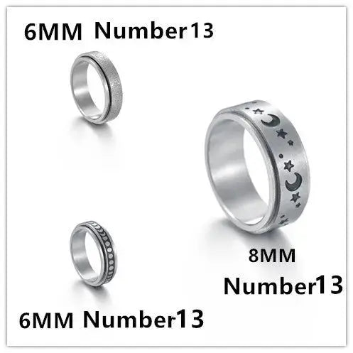 Lovcia The Stars And The Moon Can Rotate Titanium Steel Ring-Rings-3PCS Set-Number13-3PCS Set