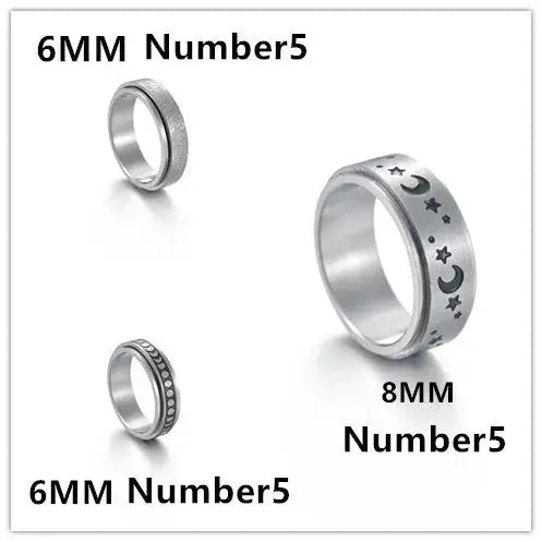 Lovcia The Stars And The Moon Can Rotate Titanium Steel Ring-Rings-3PCS Set-Number5-3PCS Set