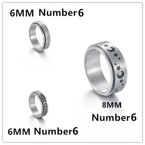 Lovcia The Stars And The Moon Can Rotate Titanium Steel Ring-Rings-3PCS Set-Number6-3PCS Set