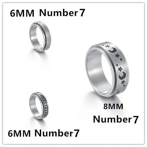 Lovcia The Stars And The Moon Can Rotate Titanium Steel Ring-Rings-3PCS Set-Number7-3PCS Set
