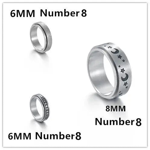 Lovcia The Stars And The Moon Can Rotate Titanium Steel Ring-Rings-3PCS Set-Number8-3PCS Set