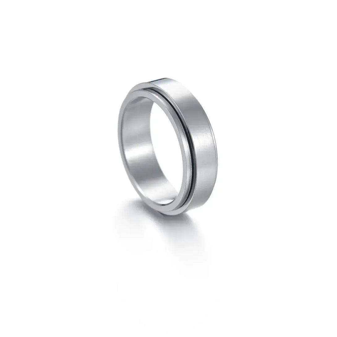 Lovcia The Stars And The Moon Can Rotate Titanium Steel Ring-Rings-6MM glossy-Number10-6MM glossy