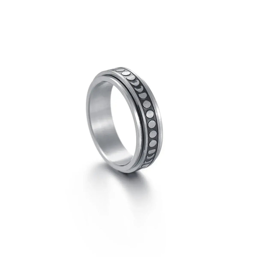 Lovcia The Stars And The Moon Can Rotate Titanium Steel Ring-Rings-6MM moon-Number10-6MM moon
