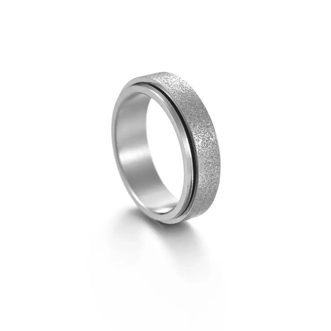 Lovcia The Stars And The Moon Can Rotate Titanium Steel Ring-Rings-6MM sand noodles-Number10-6MM sand noodles