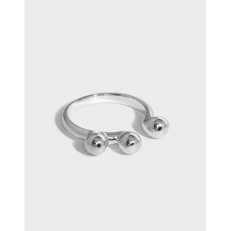 Lovcia Three Ball Adjustable Gold Ring 925 Sterling Silver-Rings-Yellow Gold-Yellow Gold