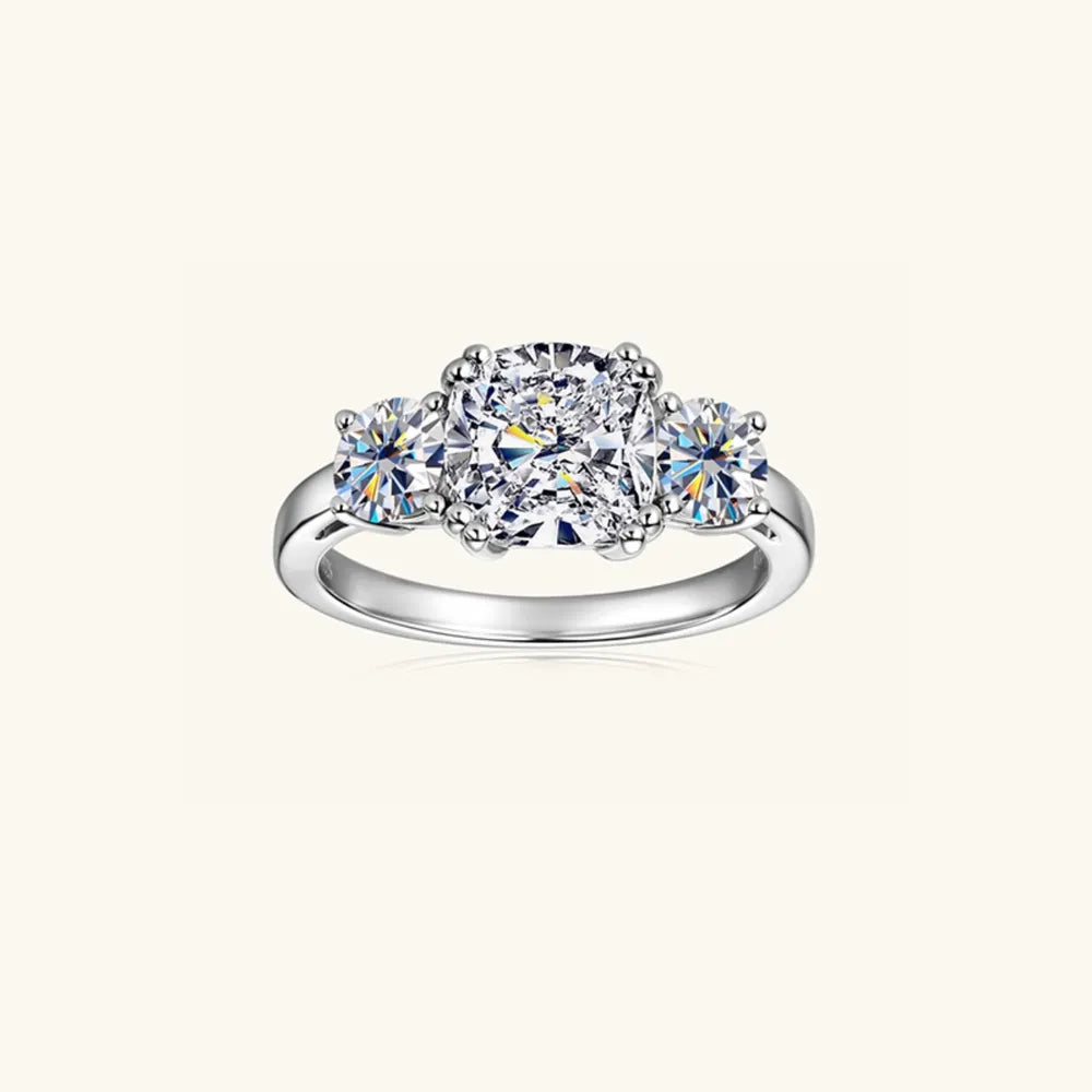 Lovcia Three-Stone 3.5 Carat Moissanite 925 Sterling Silver Ring for Women - Silver-5- - Buy latest trendy Rings for Women and Girls