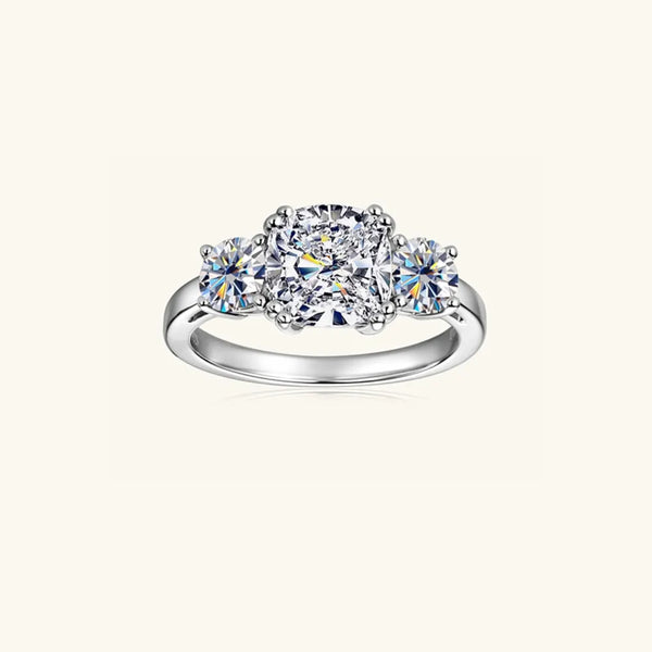 Lovcia Three-Stone 3.5 Carat Moissanite 925 Sterling Silver Ring for Women - Silver-5- - Buy latest trendy Rings for Women and Girls