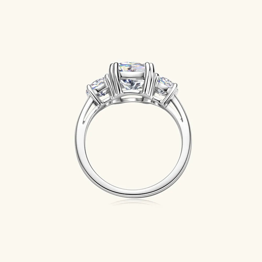 Lovcia Three-Stone 3.5 Carat Moissanite 925 Sterling Silver Ring for Women - Silver-5- - Buy latest trendy Rings for Women and Girls