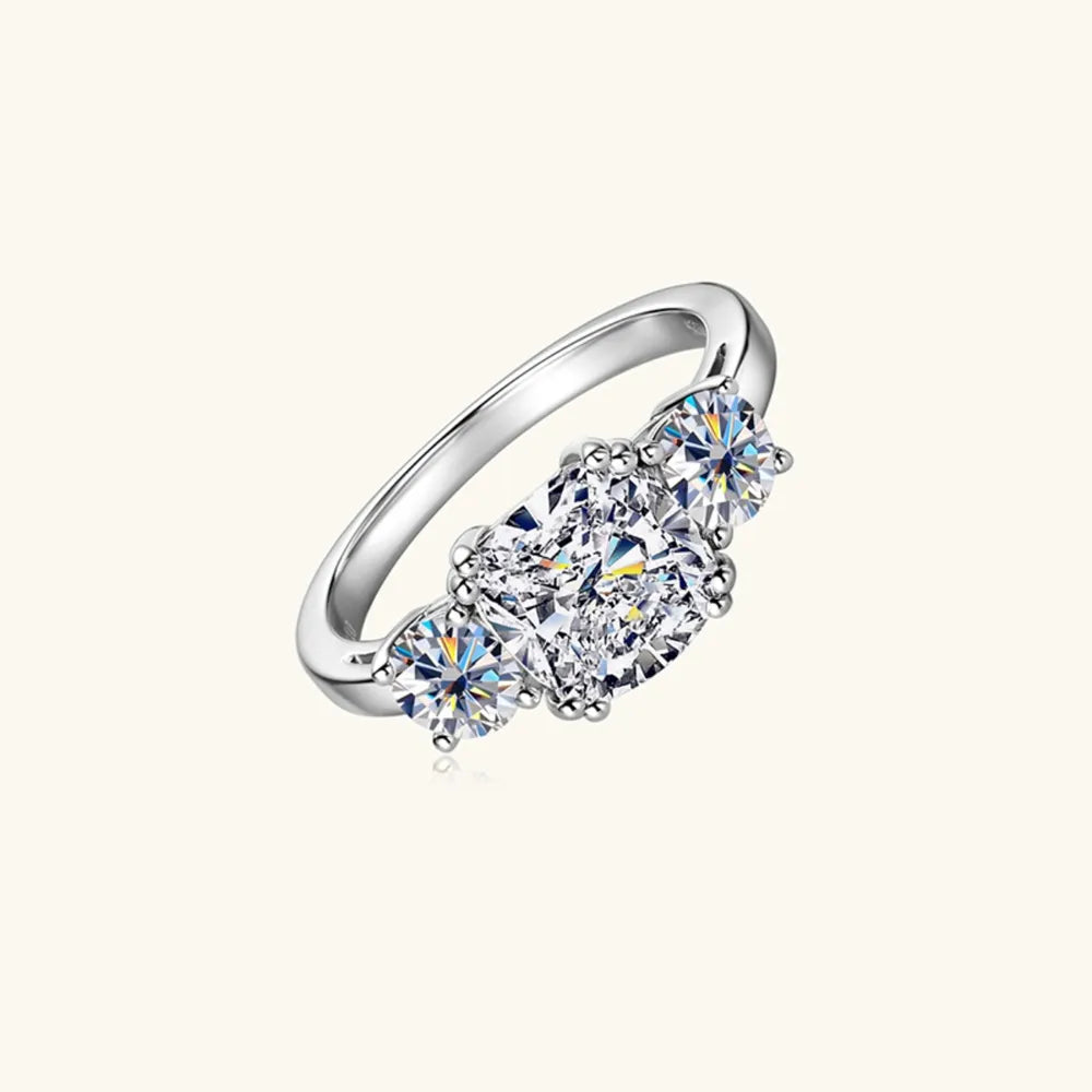 Lovcia Three-Stone 3.5 Carat Moissanite 925 Sterling Silver Ring for Women - Silver-5- - Buy latest trendy Rings for Women and Girls