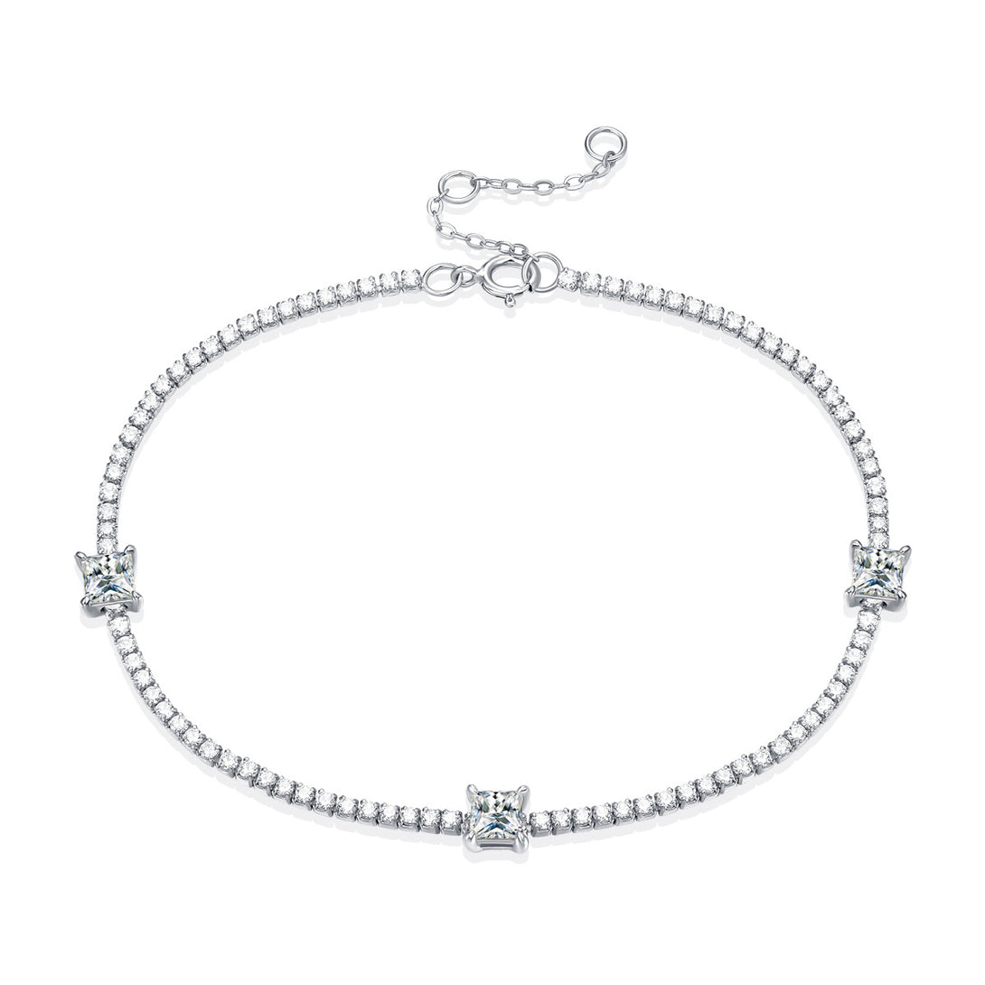 Lovcia Three Stone Moissanite CZ Bracelet 925 Silver-Bracelets-0.5 ct ( Certificate Included )-0.5 ct ( Certificate Included )