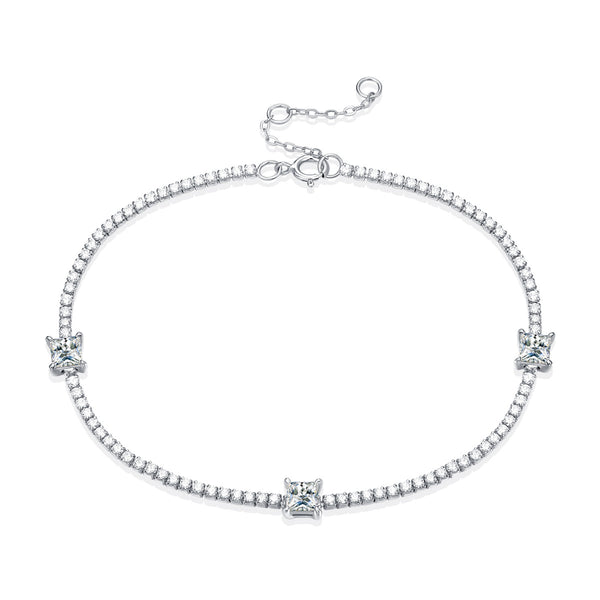 Lovcia Three Stone Moissanite CZ Bracelet 925 Silver-Bracelets-0.5 ct ( Certificate Included )-0.5 ct ( Certificate Included )