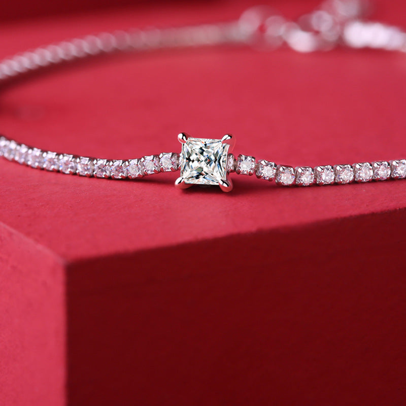 Lovcia Three Stone Moissanite CZ Bracelet 925 Silver-Bracelets-0.5 ct ( Certificate Included )-0.5 ct ( Certificate Included )