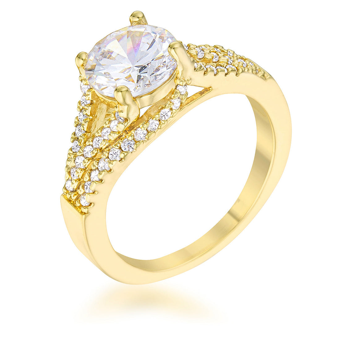 Lovcia Timeless 14k Gold Engagement Ring with 2.3ct CZ and Pave Accents-Rings-5-5