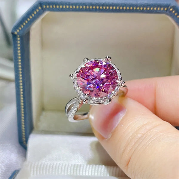 Lovcia Timeless 5 Carat Moissanite Halo Engagement Ring for Women - Blush Pink-5- - Buy latest trendy Rings for Women and Girls