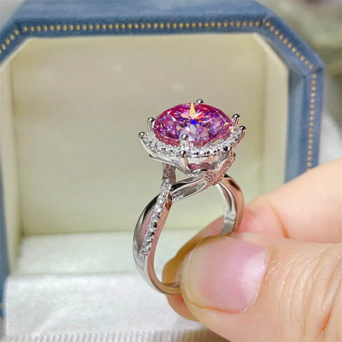 Lovcia Timeless 5 Carat Moissanite Halo Engagement Ring for Women - Blush Pink-5- - Buy latest trendy Rings for Women and Girls