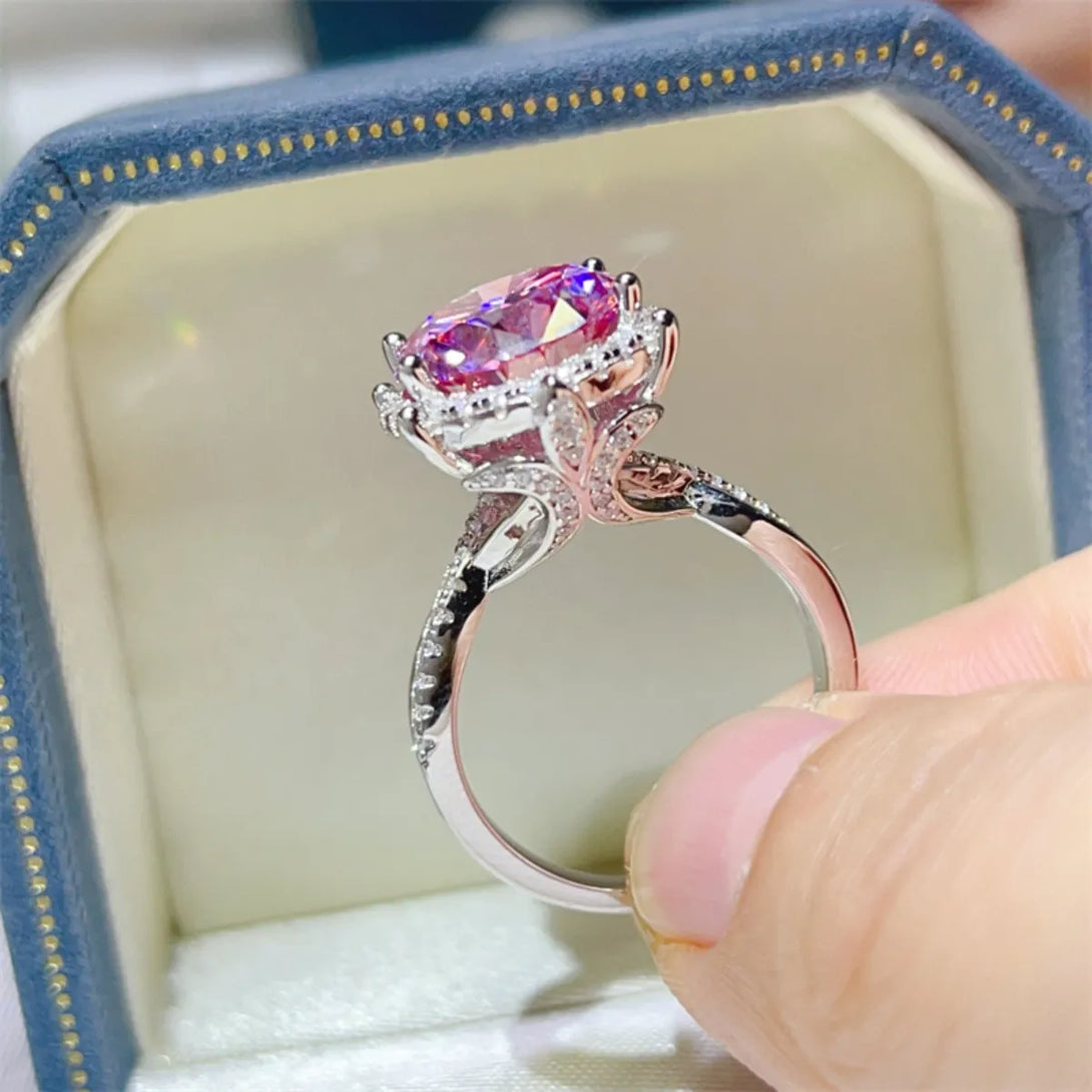 Lovcia Timeless 5 Carat Moissanite Halo Engagement Ring for Women - Blush Pink-5- - Buy latest trendy Rings for Women and Girls
