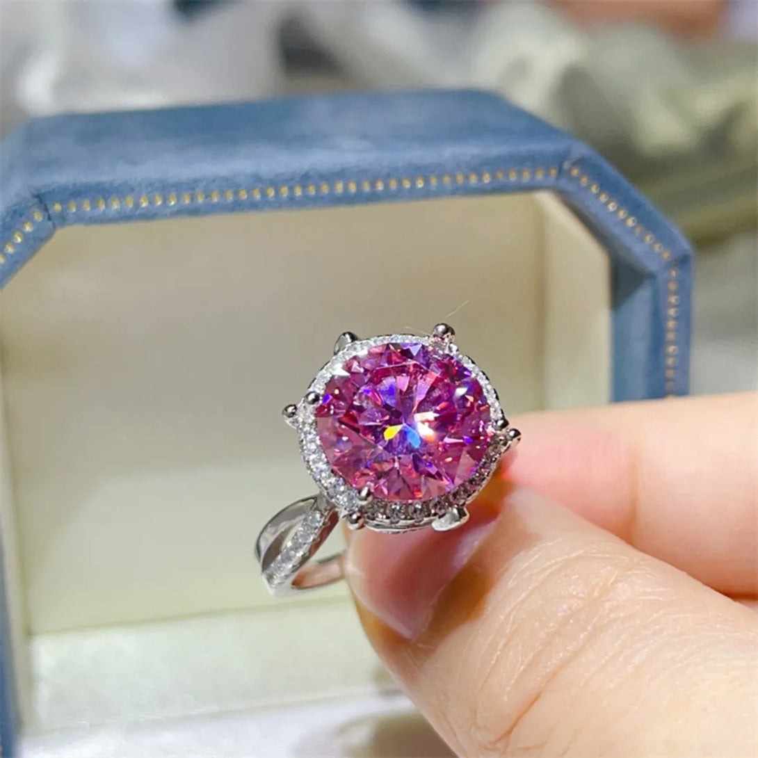 Lovcia Timeless 5 Carat Moissanite Halo Engagement Ring for Women - Blush Pink-5- - Buy latest trendy Rings for Women and Girls