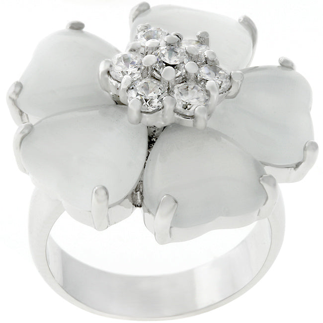 Lovcia Timeless Floral Nouveau Rhodium Ring-Rings-5-5