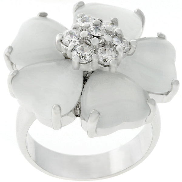 Lovcia Timeless Floral Nouveau Rhodium Ring-Rings-5-5