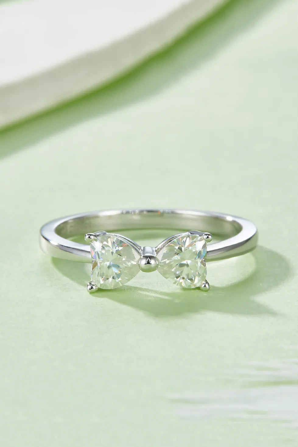 Lovcia Timeless Gleam 1 Carat Moissanite 925 Sterling Silver Bow Ring for Women - Silver-5- - Buy latest trendy Rings for Women and Girls