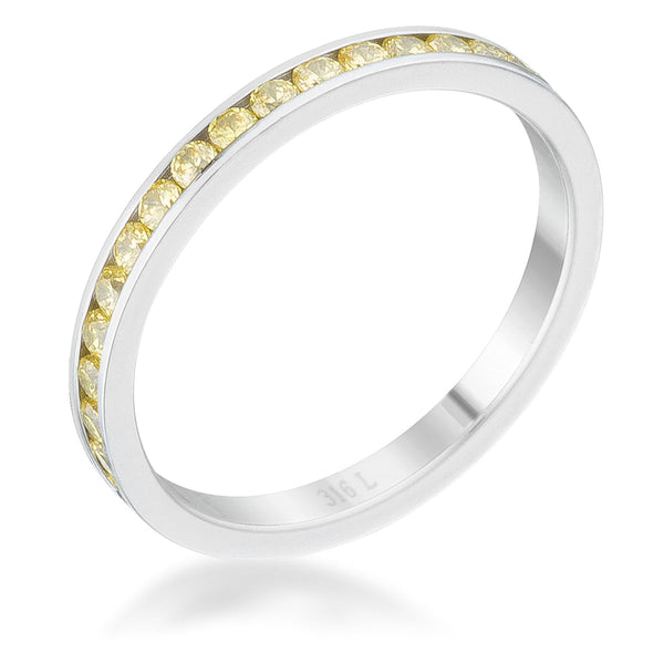 Lovcia Timeless Jonquil CZ Stainless Steel Channel-Set Eternity Band - 0.5ct-Rings-5-5