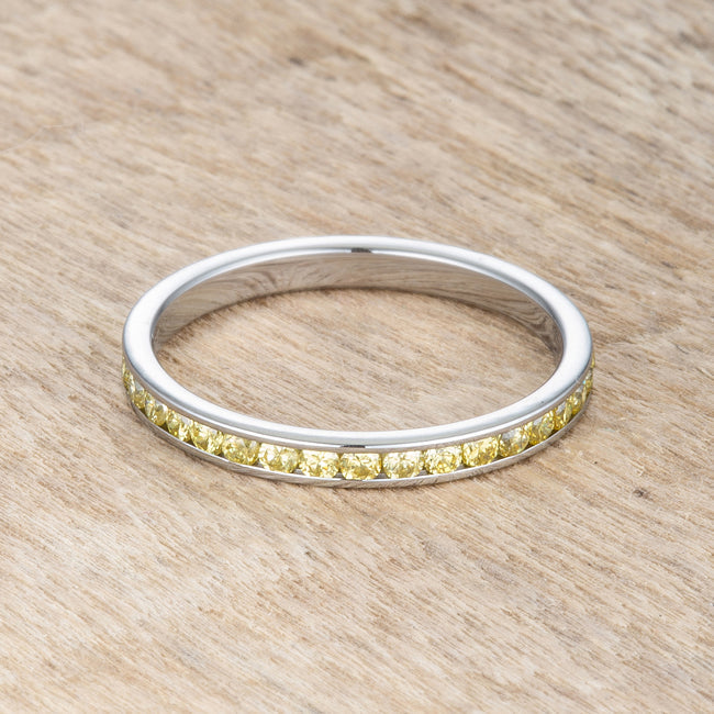 Lovcia Timeless Jonquil CZ Stainless Steel Channel-Set Eternity Band - 0.5ct-Rings-5-5
