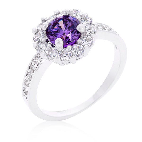 Lovcia Timeless Platinum Luster Purple Halo Ring-Rings-5-5