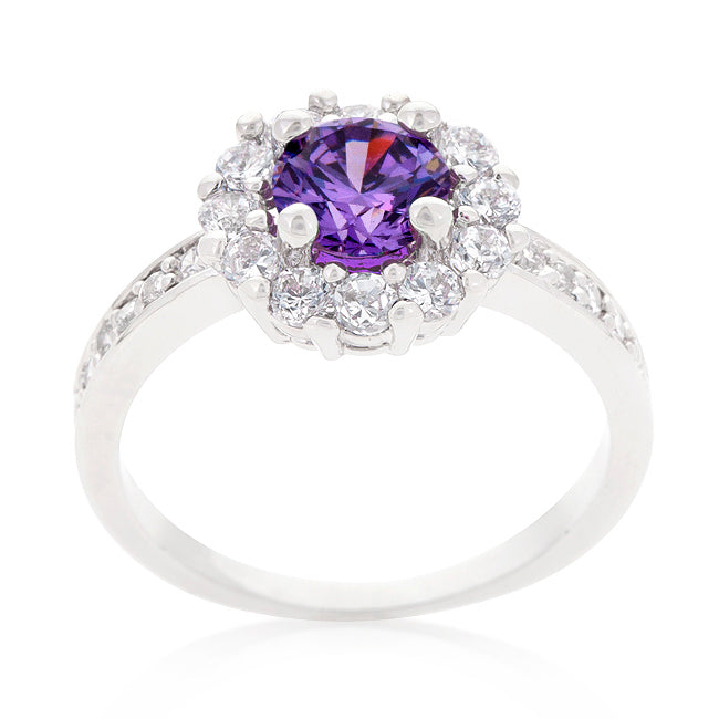 Lovcia Timeless Platinum Luster Purple Halo Ring-Rings-5-5