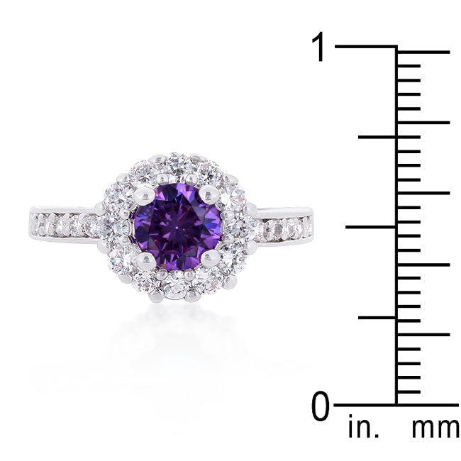 Lovcia Timeless Platinum Luster Purple Halo Ring-Rings-5-5