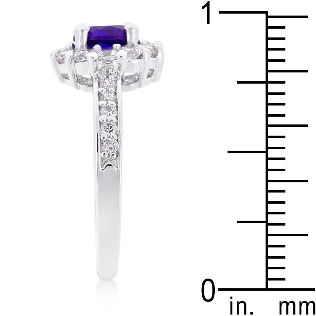 Lovcia Timeless Platinum Luster Purple Halo Ring-Rings-5-5
