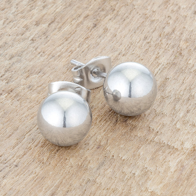 Lovcia Timeless Rhodium-Plated Sphere Stud Earrings-Earrings-