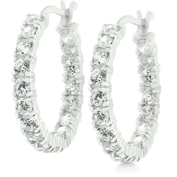 Lovcia Timeless Rhodium-Plated Sterling Silver Hoop Earrings with Cubic Zirconia-Earrings-