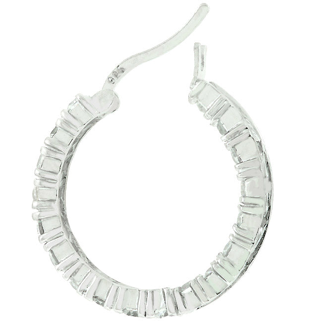 Lovcia Timeless Rhodium-Plated Sterling Silver Hoop Earrings with Cubic Zirconia-Earrings-