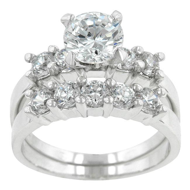Lovcia Timeless Rhodium-Plated Wedding Ring Set-Rings-5-5