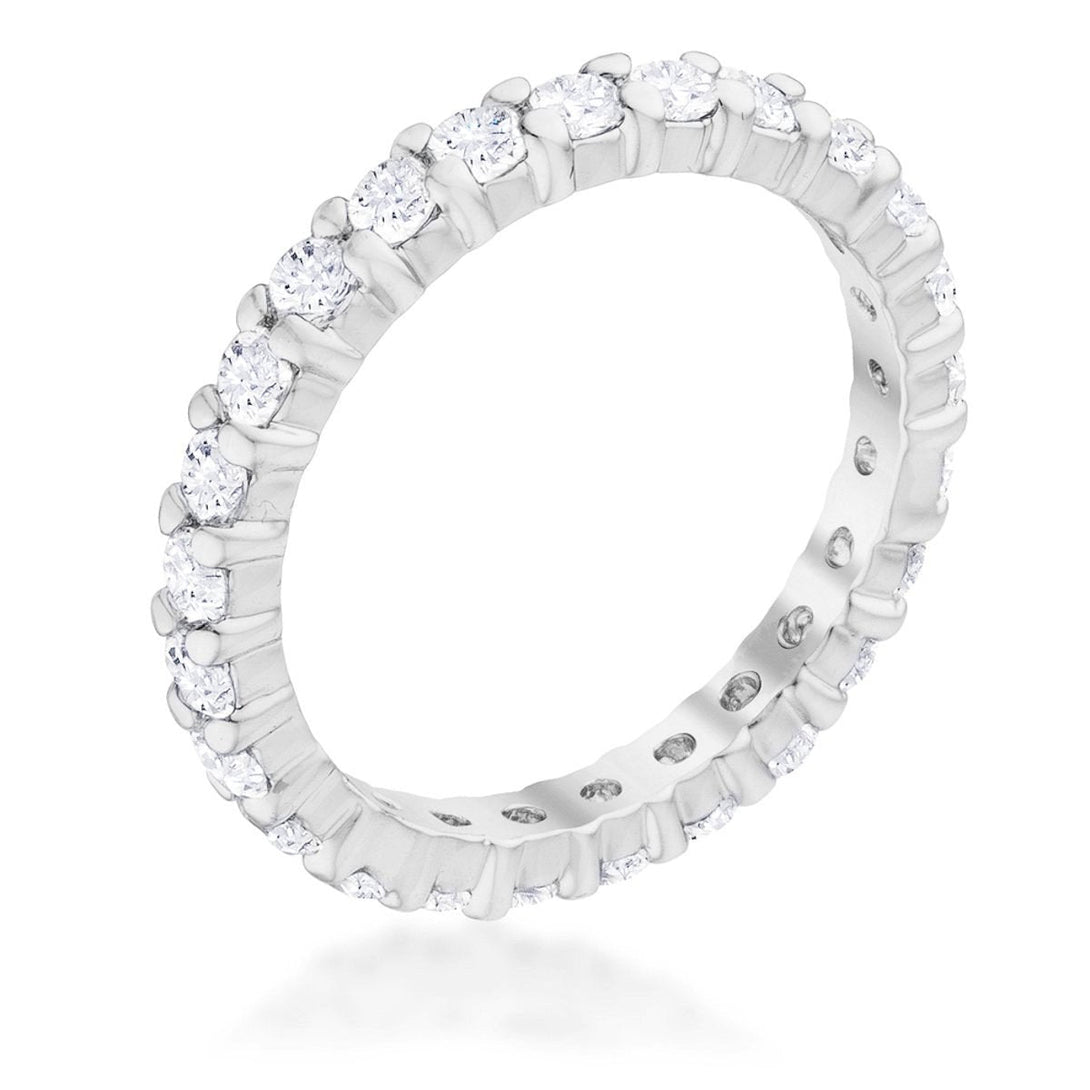 Lovcia Timeless Round-Cut Cubic Zirconia Rhodium Eternity Ring-Rings-5-5