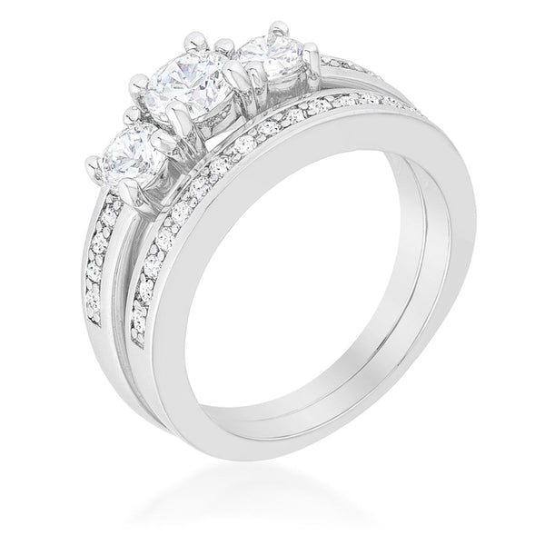 Lovcia Timeless Three Stone Bridal Ring Set-Rings-5-5