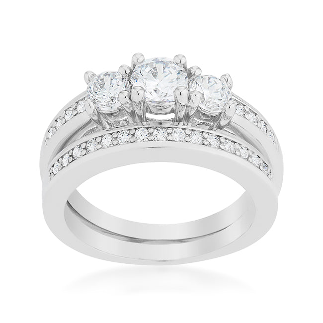 Lovcia Timeless Three Stone Bridal Ring Set-Rings-5-5