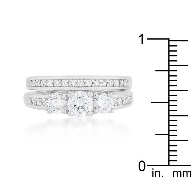 Lovcia Timeless Three Stone Bridal Ring Set-Rings-5-5