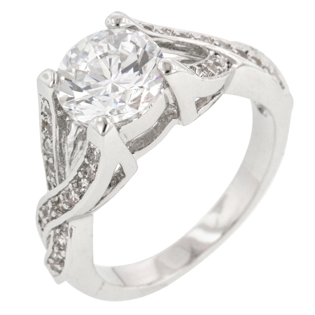 Lovcia Timeless Twist Rhodium-Plated Engagement Ring-Rings-5-5