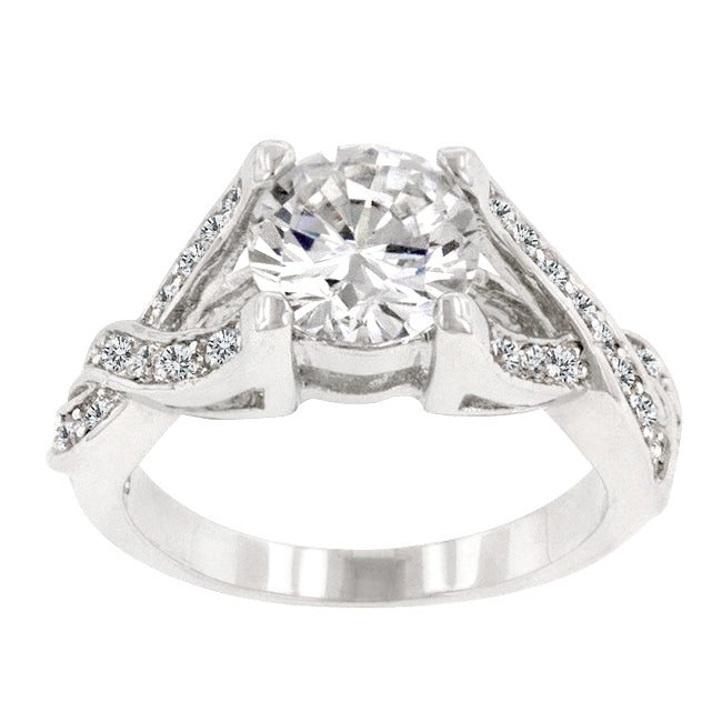 Lovcia Timeless Twist Rhodium-Plated Engagement Ring-Rings-5-5