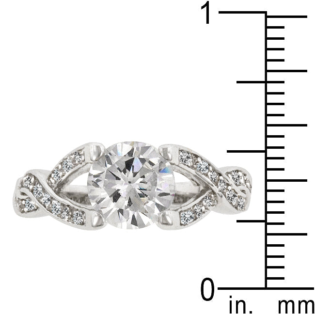 Lovcia Timeless Twist Rhodium-Plated Engagement Ring-Rings-5-5