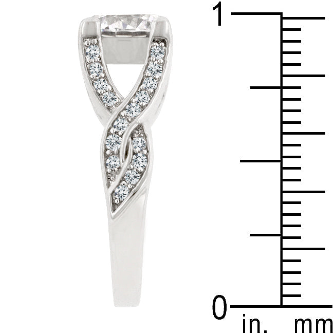 Lovcia Timeless Twist Rhodium-Plated Engagement Ring-Rings-5-5