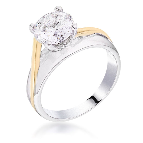 Lovcia Timeless Two-Tone Gold and Silver Solitaire Ring-Rings-5-5