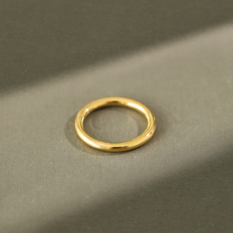 Lovcia Tiny Prime Circle Ring 925 Sterling Silver Gold Tone-Rings-Yellow Gold-US 9-Yellow Gold
