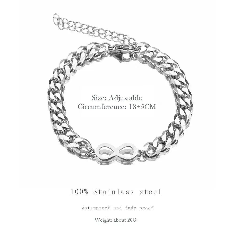 Lovcia Titanium Cuban Chain Bracelet For Men And Women-Bracelets-Steel-Steel